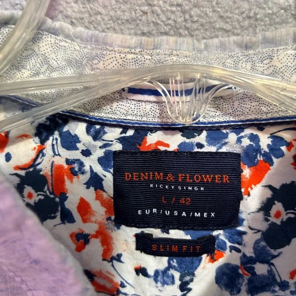 Denim & Flower Ricky Singh light blue button up size large - Picture 4 of 7